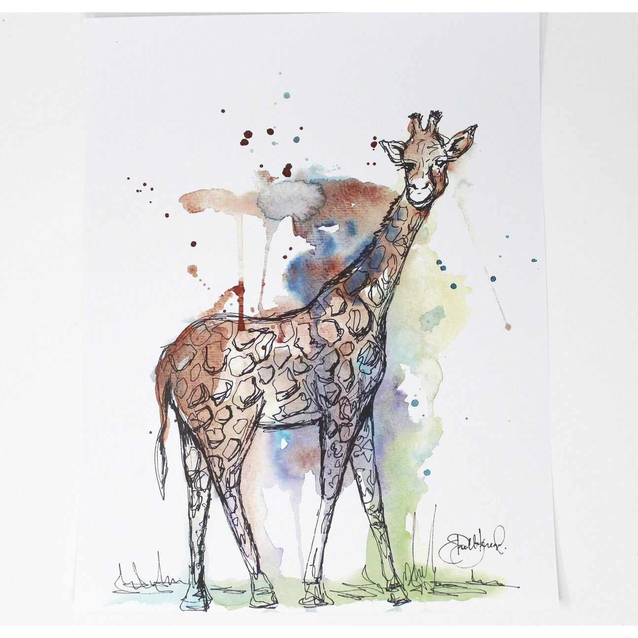 Giraffe Art Print -11x14in, Nursery Wall Art